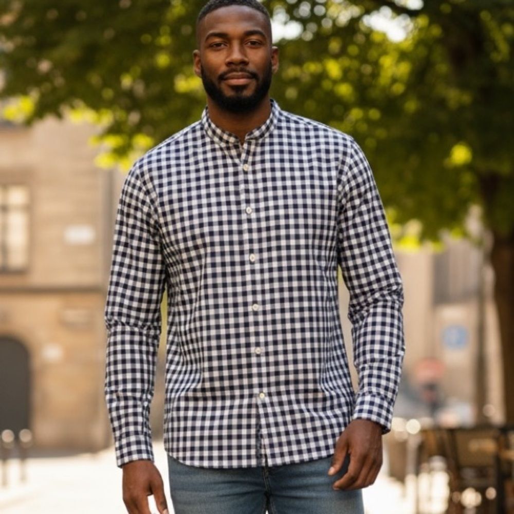 J. Crew Men's Slim Fit Long Sleeve Button-Up Shirt Blue Check Size L‎